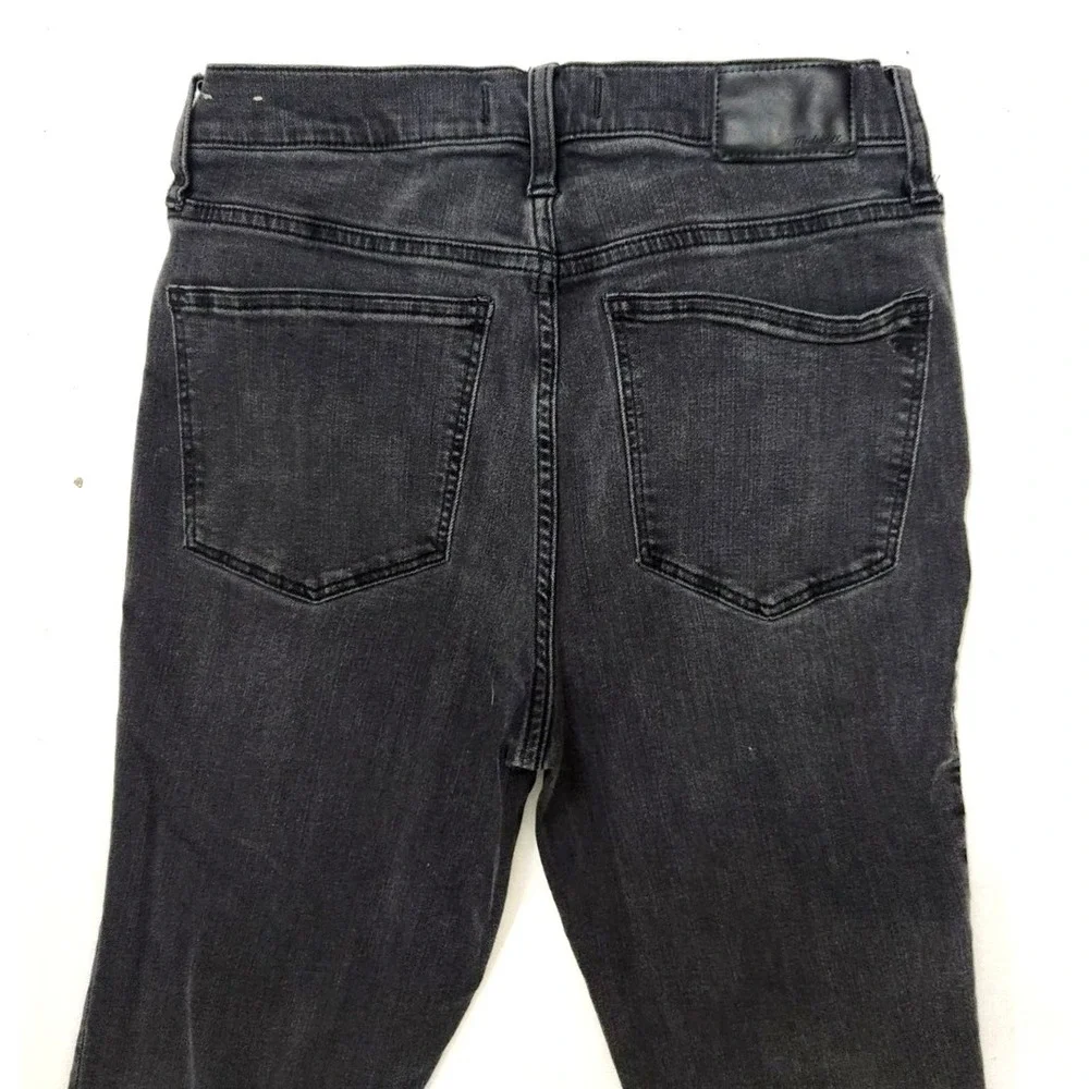 Madewell Road Tripper Skinny Jeans Women's 28 Black Faded Denim Mid Rise Stretch